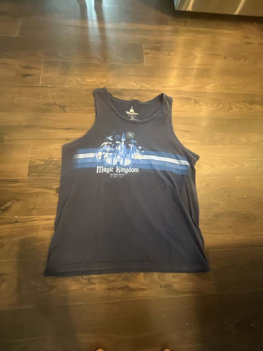 Disney Parks Magic Kingdom Tank Top M Blue Castle Dumbo Peter Pan #6051